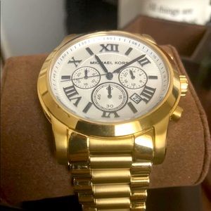 Michael Kors MK8345 Cooper Textured White Dial Two Tone Gold Men’s Watch